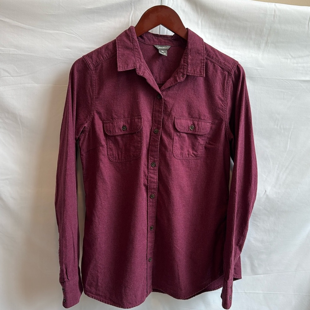 Eddie Bauer flannel medium talk maroon